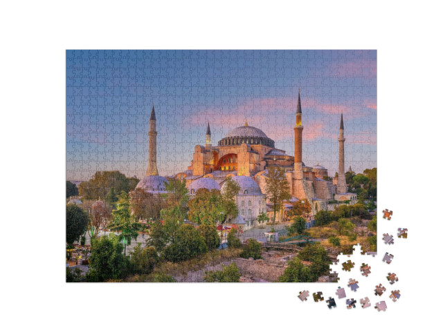 Puzzle 1000 pezzi „Bellissima vista della Basilica di Santa Sofia a Istanbul, Turchia“