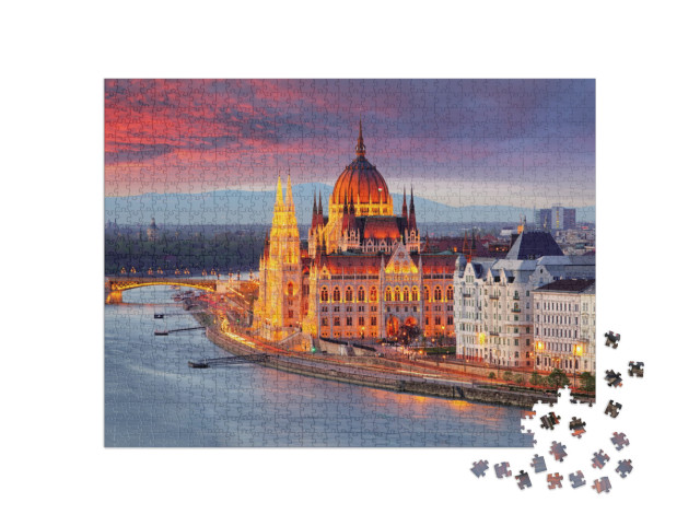 Puzzle 1000 pezzi „Parlamento ungherese, Budapest al tramonto“