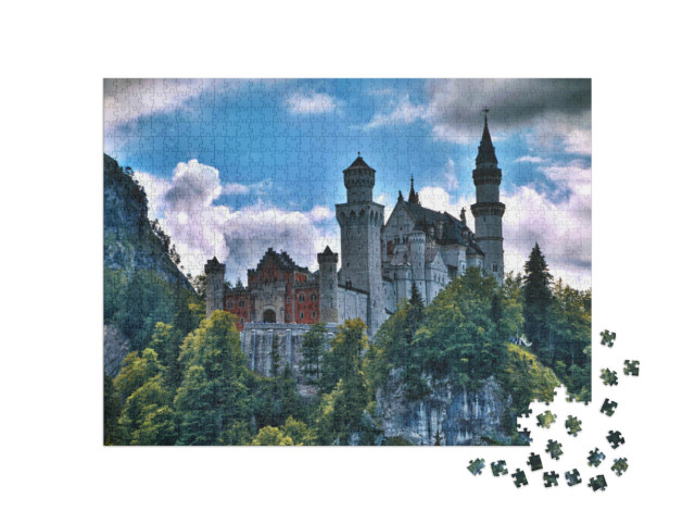 Puzzle 1000 pezzi „Maestoso: il Castello di Neuschwanstein in Algovia“