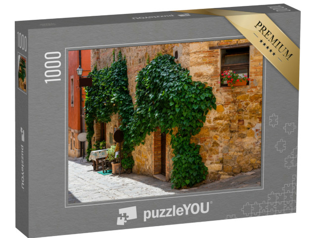 Puzzle 1000 pezzi „Veduta di un'antica e accogliente strada di San Gimignano, città medievale della Toscana.“