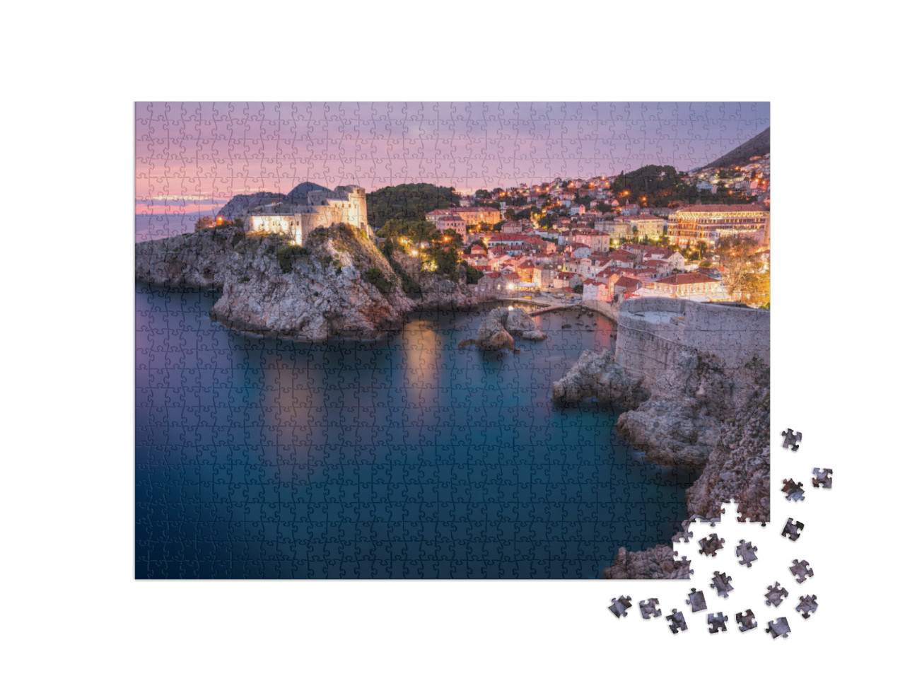 Puzzle 1000 pezzi „Fortezze medievali di Lovrijenac e Bokar a Dubrovnik, Croazia“