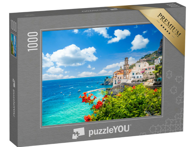 Puzzle 1000 pezzi „Paesaggio con la città di Atrani sulla famosa costa di Amalfi, Italia“