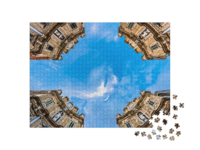 Puzzle 1000 pezzi „Piazza Quattro Angoli nota come Quattro Canti Palermo, Sicilia, Italia“