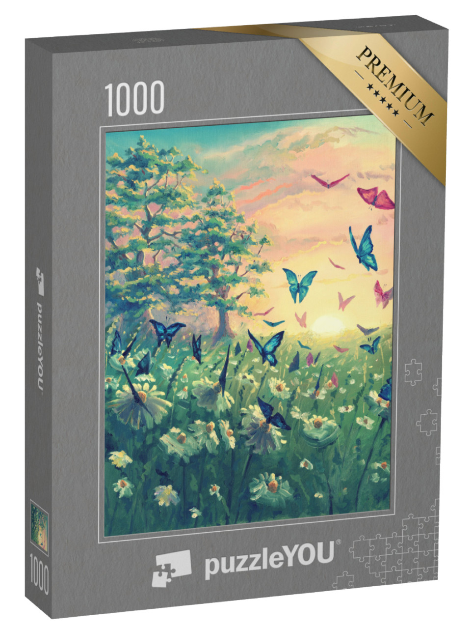 Puzzle 1000 pezzi „Tramonto con farfalle“
