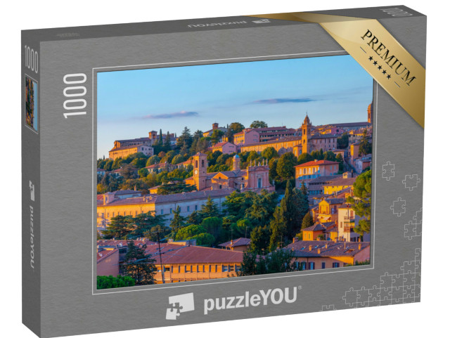 Puzzle 1000 pezzi „Panorama al tramonto della città italiana di Perugia.“