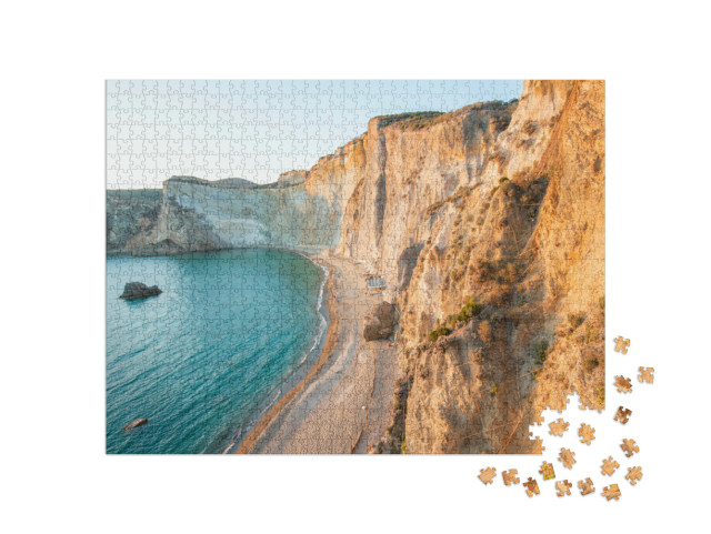 Puzzle 1000 pezzi „Spiaggia di Chiaia di Luna al tramonto. Isola di Ponza, Italia“