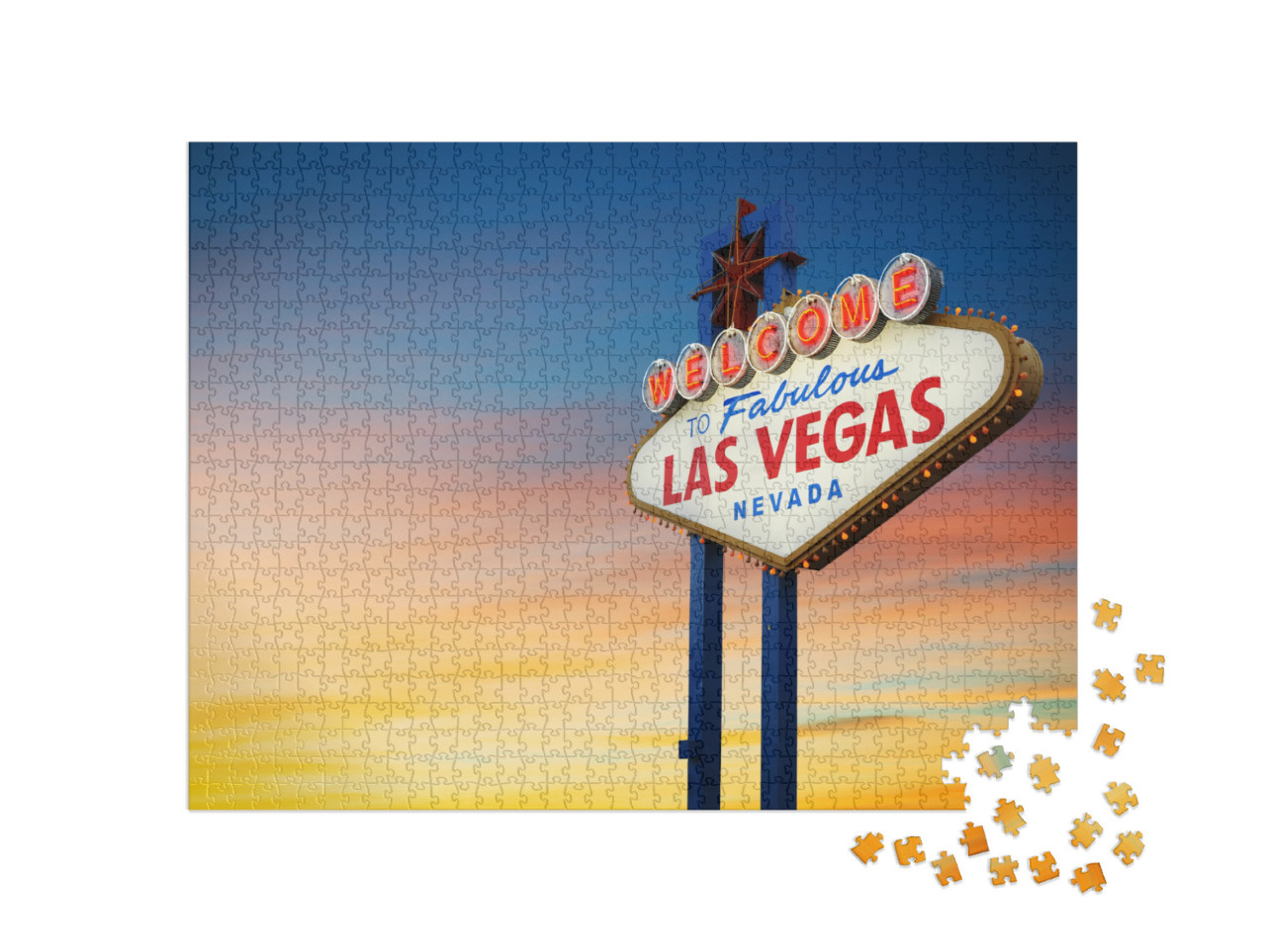 Puzzle 1000 pezzi „Insegna di Las Vegas al tramonto“