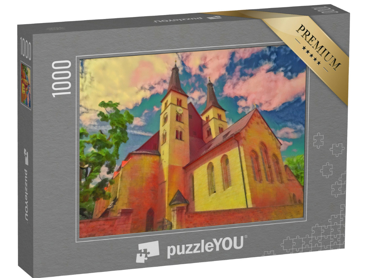 Puzzle 1000 pezzi „nello stile artistico di Franz Marc - Cattedrale di Heiligkreuz Nordhausen in Turingia, Germania“