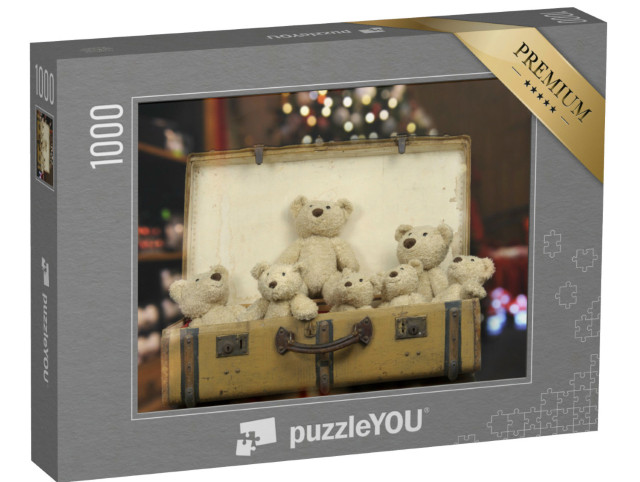 Puzzle 1000 pezzi „Una valigia vintage piena di orsetti di peluche“