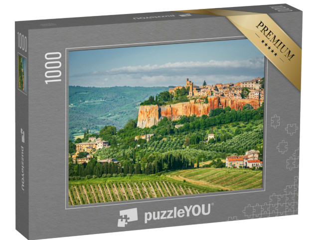 Puzzle 1000 pezzi „Orvieto: centro storico su una collina, città di tufo, vista delle mura e delle torri medievali“