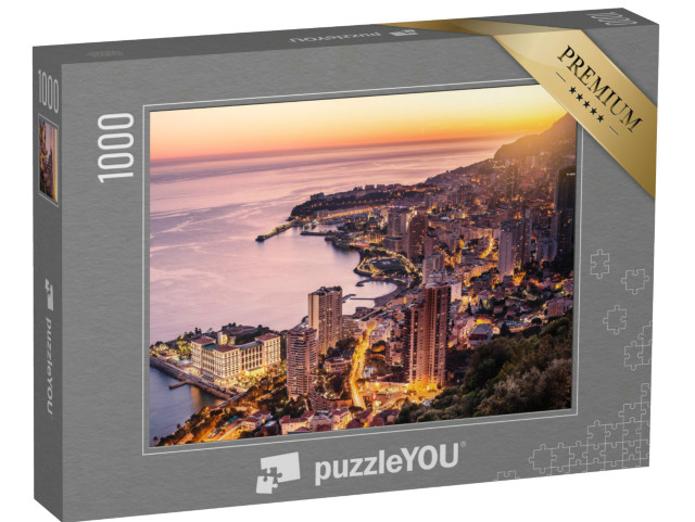 Puzzle 1000 pezzi „Vista serale di Montecarlo, Monaco, Costa Azzurra, Europa“