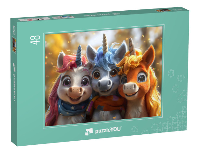 Puzzle 48 pezzi „Unicorni colorati“