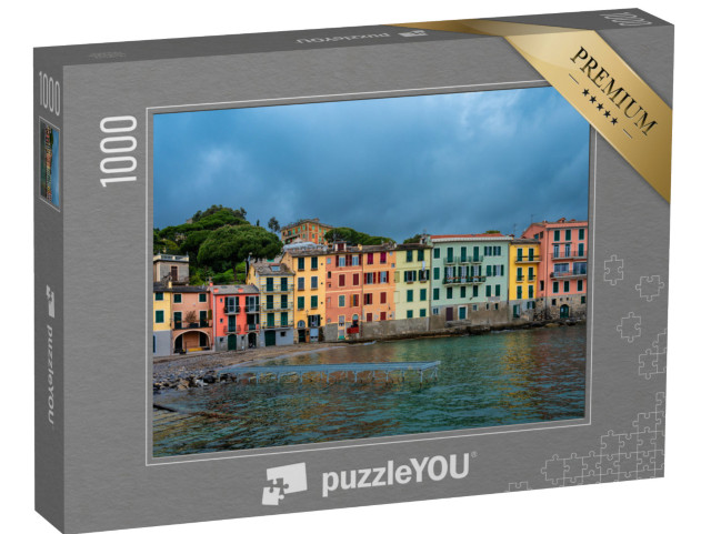 Puzzle 1000 pezzi „Edifici colorati nella città di Rapallo. liguria, Italia“