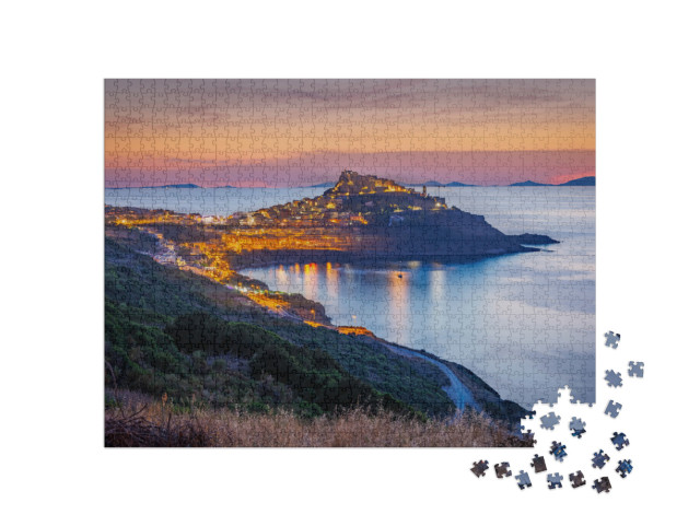 Puzzle 1000 pezzi „Vista del tramonto su Castelsardo, Sardegna settentrionale, Italia“