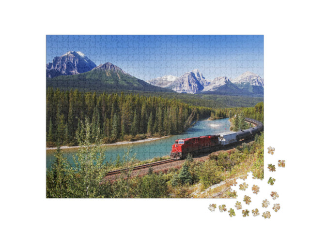 Puzzle 1000 pezzi „Viaggio in treno attraverso la Bow Valley delle imponenti Montagne Rocciose“