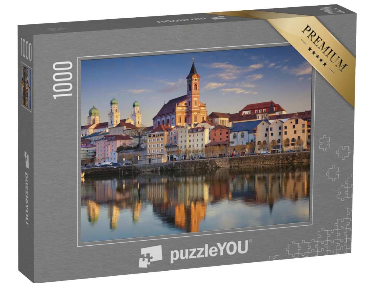 Puzzle 1000 pezzi „Vista di Passau al tramonto, Baviera, Germania“