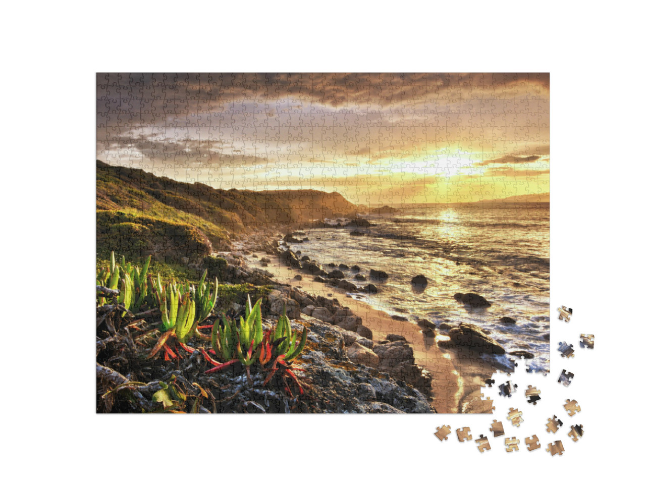 Puzzle 1000 pezzi „Tramonto sulla spiaggia, Propriano, Corsica“