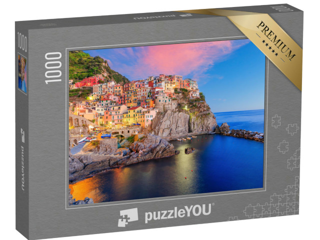 Puzzle 1000 pezzi „Manarola al tramonto. Parco nazionale delle Cinque Terre, Liguria.“