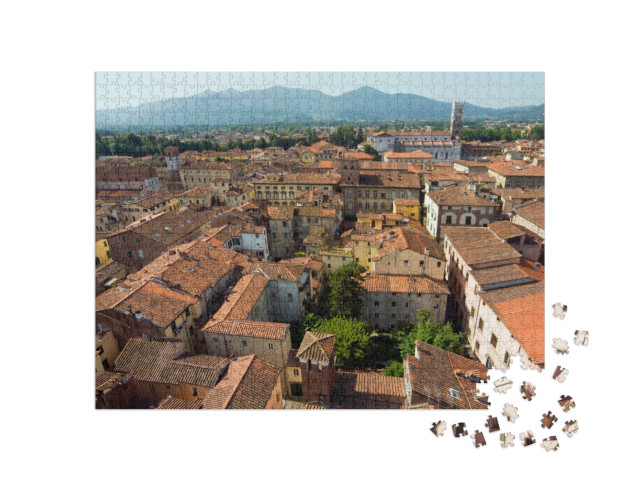 Puzzle 1000 pezzi „Vista di Lucca da torre Guinigi, Lucca, Toscana, Italia, Europa“