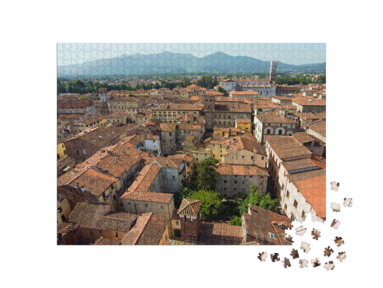 Puzzle 1000 pezzi „Vista di Lucca da torre Guinigi, Lucca, Toscana, Italia, Europa“