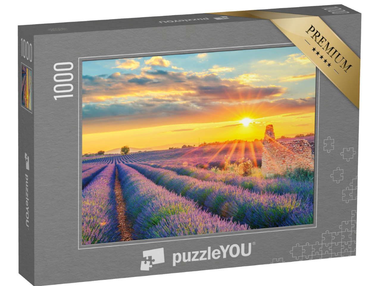 Puzzle 1000 pezzi „Un campo di lavanda al tramonto in Francia“