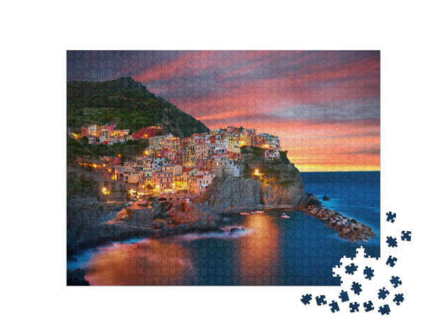 Puzzle 1000 pezzi „La famosa città di Manarola in Italia - Cinque Terre, Liguria“