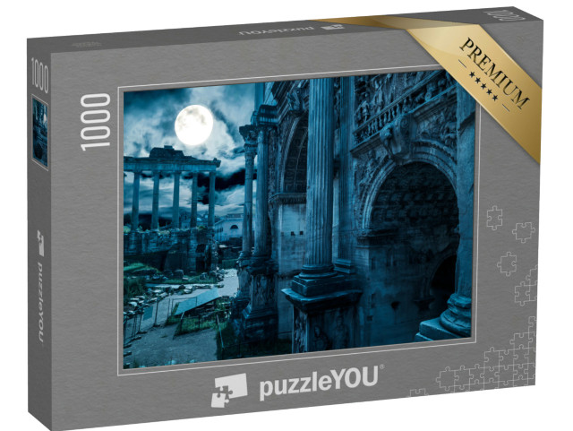 Puzzle 1000 pezzi „Roma di notte, Italia. Vista immaginifica dell'antico Foro Romano, simbolo di Roma“