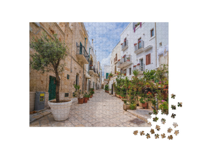 Puzzle 1000 pezzi „Vista stradale di Polignano a Mare, Italia“