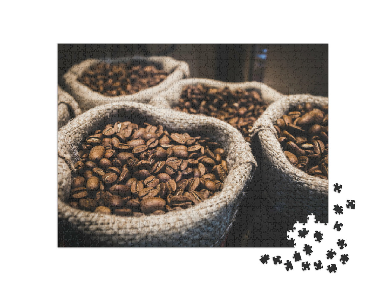 Puzzle 1000 pezzi „Chicchi di caffè profumati in sacchetti“
