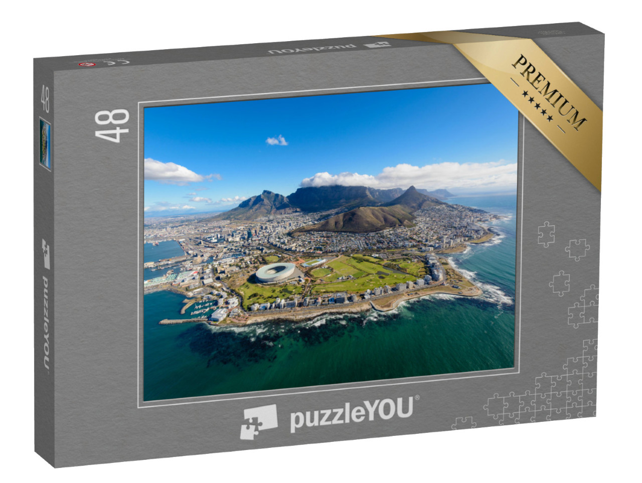 Puzzle 48 pezzi „Vista dall'elicottero: vista aerea di Città del Capo, Sudafrica“