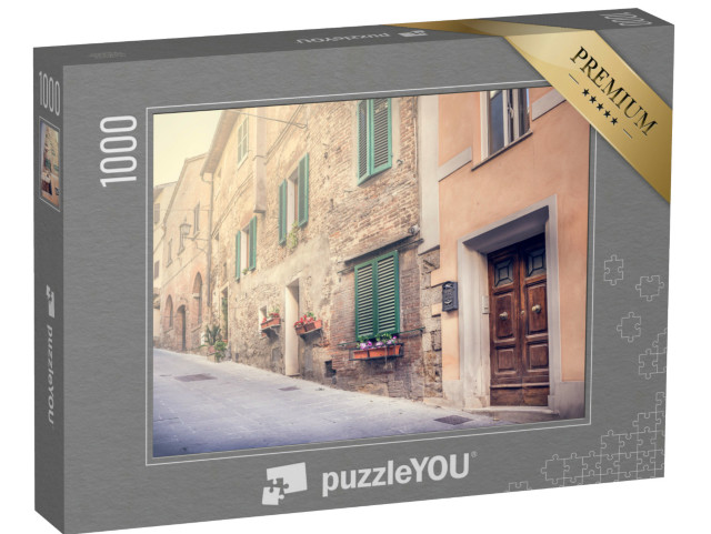Puzzle 1000 pezzi „Una strada accattivante dell'antico borgo di Montepulciano, in Toscana“
