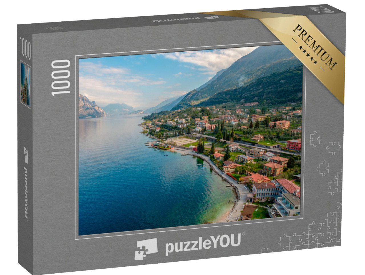 Puzzle 1000 pezzi „Vista sul lago di Garda dalla torre del comune di Malcesine“