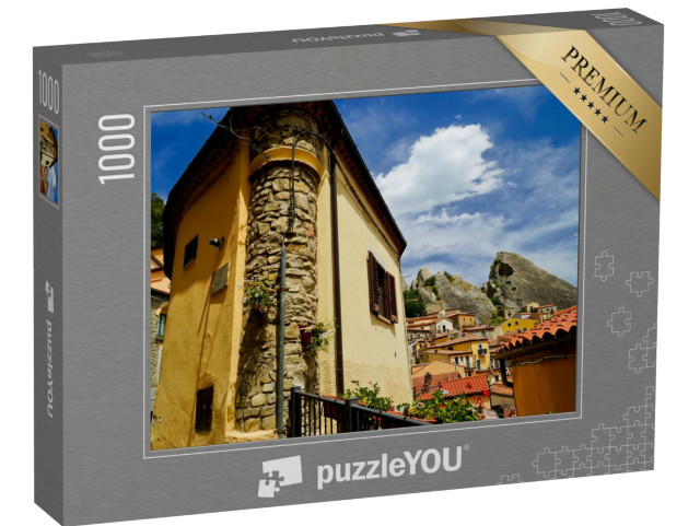 Puzzle 1000 pezzi „Castelmezzano, l'antico borgo immerso nei tipici panorami delle Dolomiti Lucane, Potenza, Basilicata“