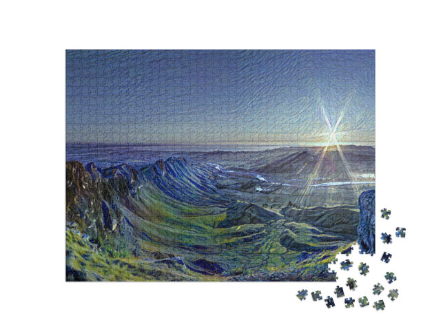 Puzzle 1000 pezzi „nello stile artistico di van Gogh, Notte stellata - Picco di Te Mata“