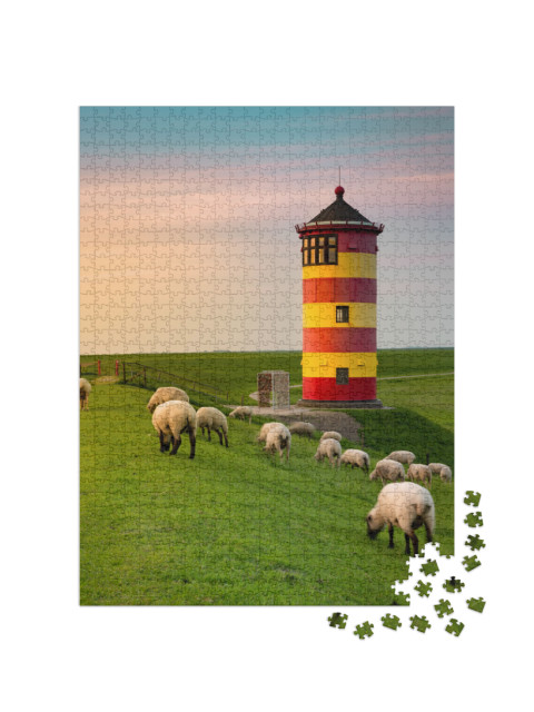 Puzzle 1000 pezzi „Un bellissimo faro sulla costa della Frisia orientale“