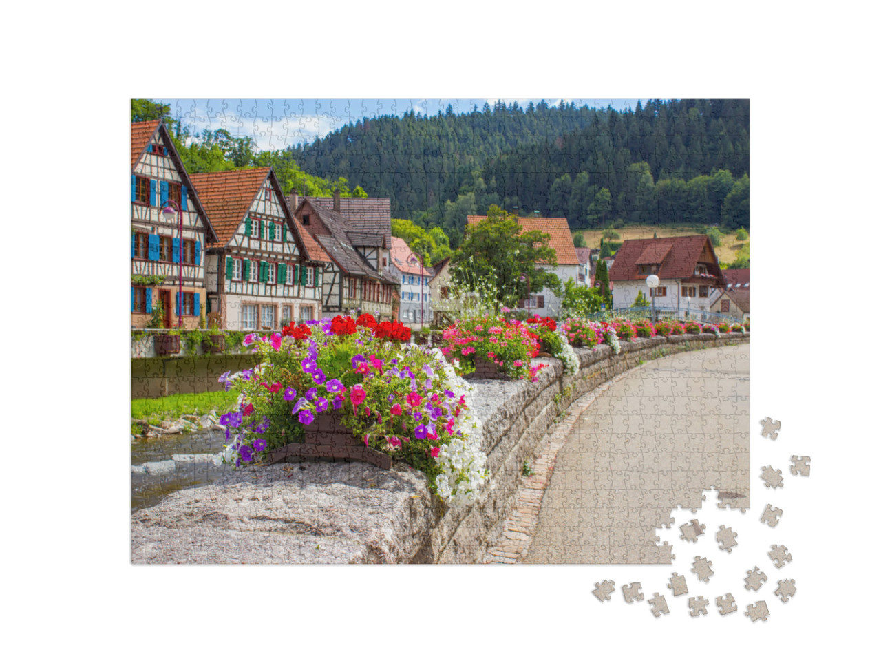 Puzzle 1000 pezzi „La bella Schiltach nella Foresta Nera, Germania“