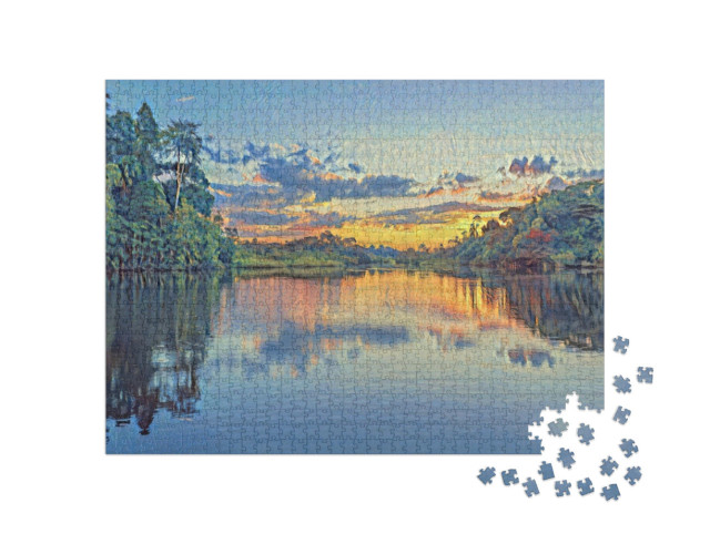 Puzzle 1000 pezzi „nello stile di Paul-Cezanne - Tramonto sul Rio delle Amazzoni - Puzzle-Collection Artisti & Dipinti“