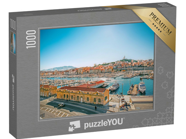 Puzzle 1000 pezzi „Paesaggio urbano del Vieux Port, Marsiglia, Provenza, Francia“