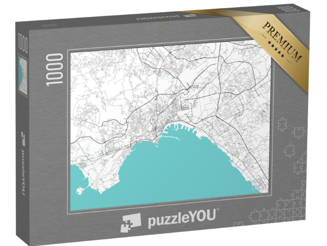 Puzzle 1000 pezzi „Carta stradale della città di Napoli in Italia. Mappa stradale di Napoli“