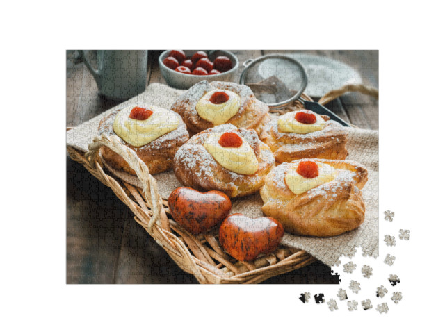 Puzzle 1000 pezzi „Zeppole di San Giuseppe, tipico dolce italiano fatto in casa per la Festa del Papà“