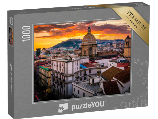 Puzzle 1000 pezzi „Vista mozzafiato di Napoli dall'alto al tramonto“