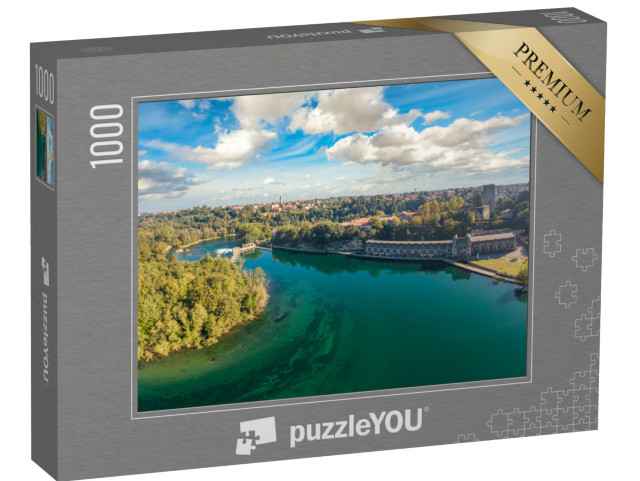 Puzzle 1000 pezzi „Trezzo Adda vista aerea della centrale idroelettrica Taccani, Milano, Italia.“