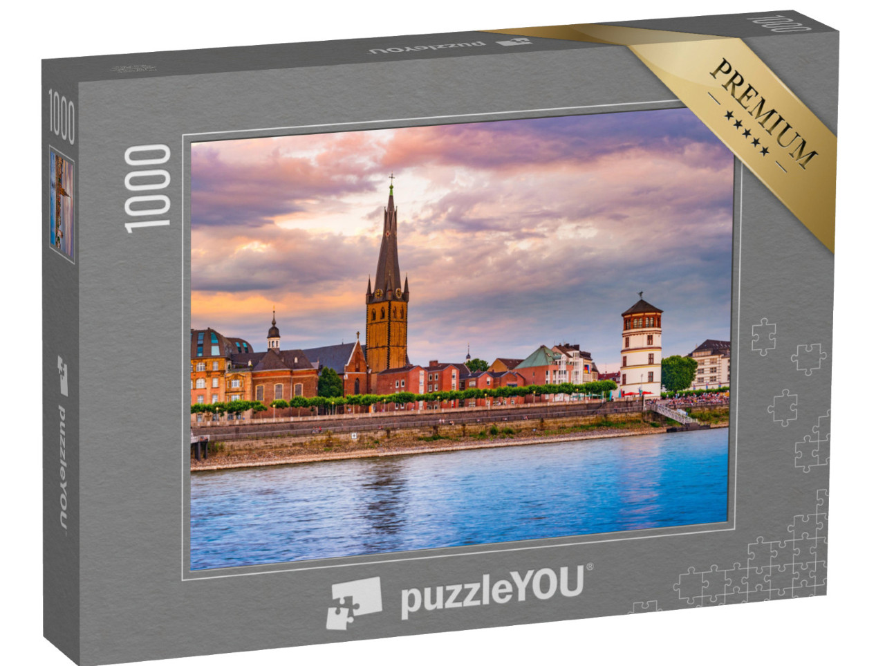 Puzzle 1000 pezzi „Skyline di Düsseldorf sul Reno, Germania“