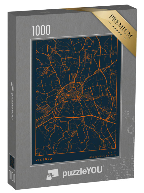 Puzzle 1000 pezzi „Mappa della città di Vicenza - Poster murale con mappa d'oro della città di Vicenza“