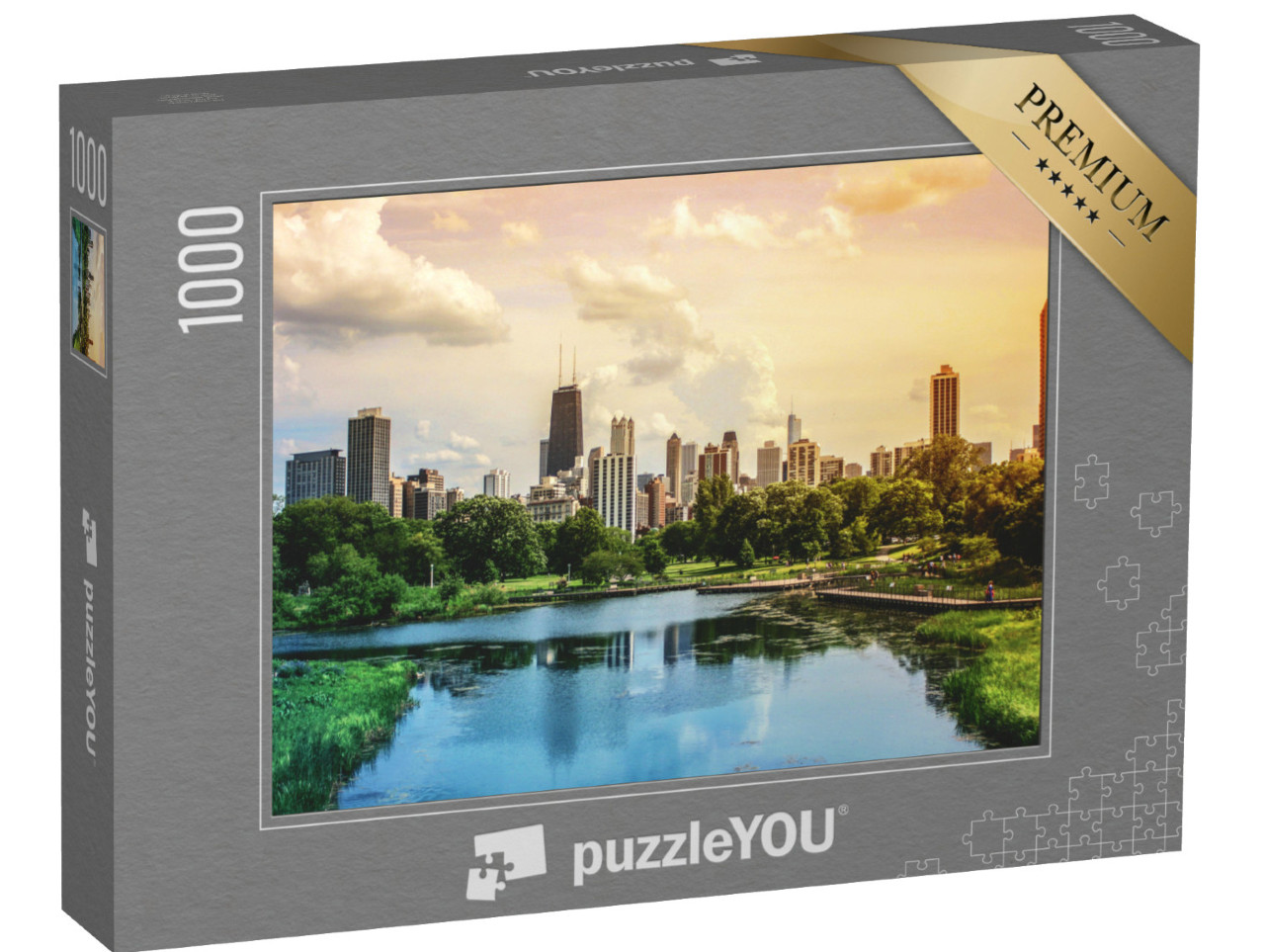 Puzzle 1000 pezzi „Vista di Chicago dello skyline e della città da Lincoln Park“