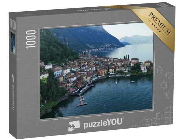 Puzzle 1000 pezzi „Vista aerea mattutina di Varenna sul lago di Como“