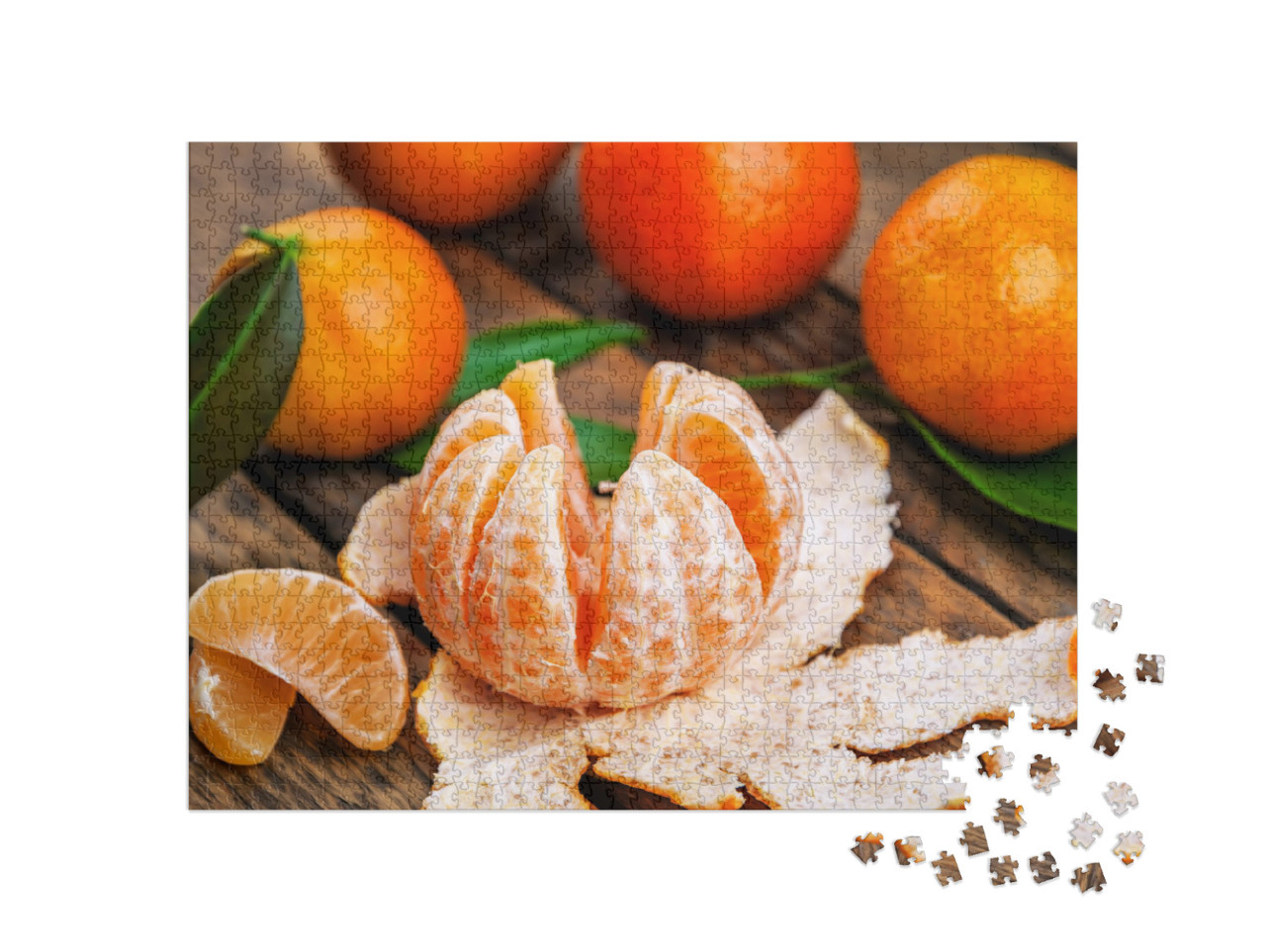 Puzzle 1000 pezzi „Mandarini succosi, mandaranci, foglie verdi“