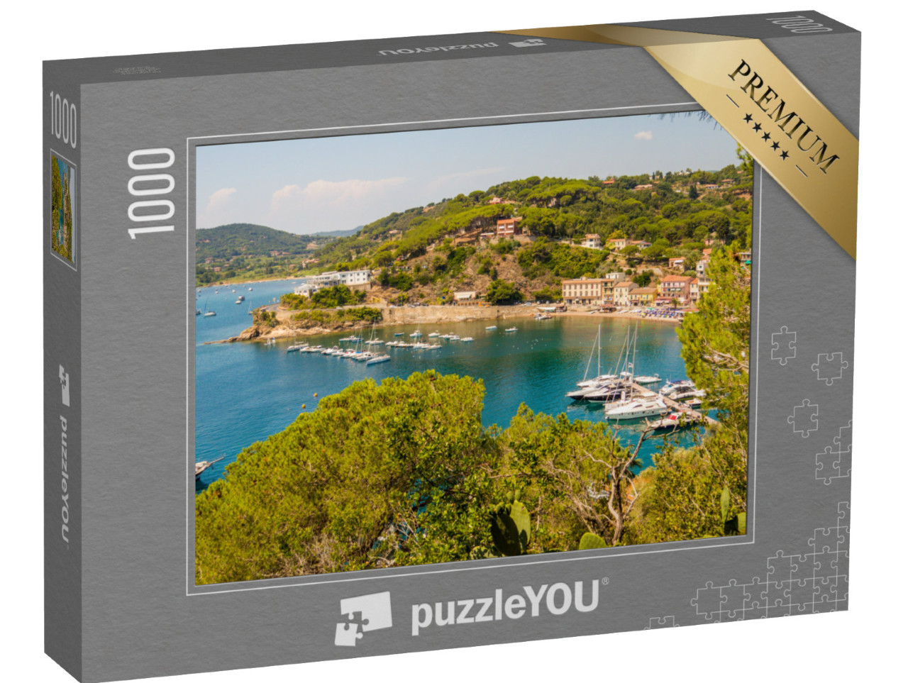 Puzzle 1000 pezzi „Porto Azzurro, Isola d'Elba, Toscana, Italia“