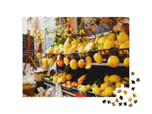 Puzzle 1000 pezzi „I tradizionali e deliziosi limoni italiani a Taormina, in Sicilia“