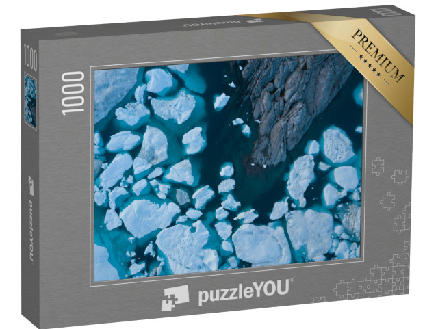 Puzzle 1000 pezzi „Vista aerea degli iceberg e dei ghiacciai in scioglimento della Groenlandia“